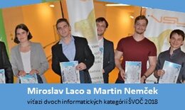 Úspech našich študentov na ŠVOČ 2018 v informatike